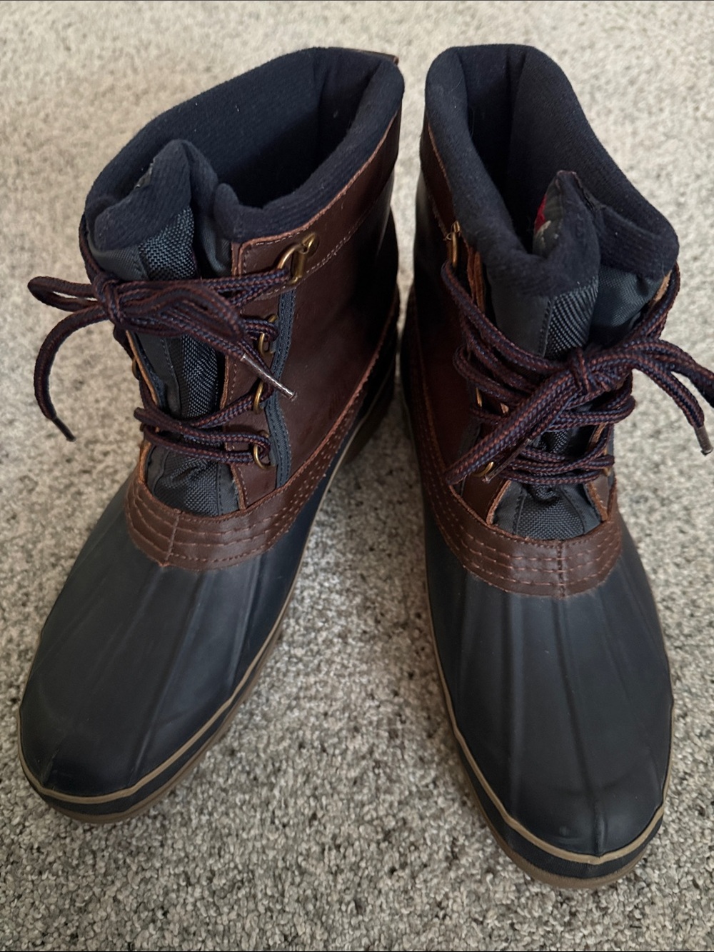 Sporto Women's Brown and Black Lace-Up Winter Rain Boots